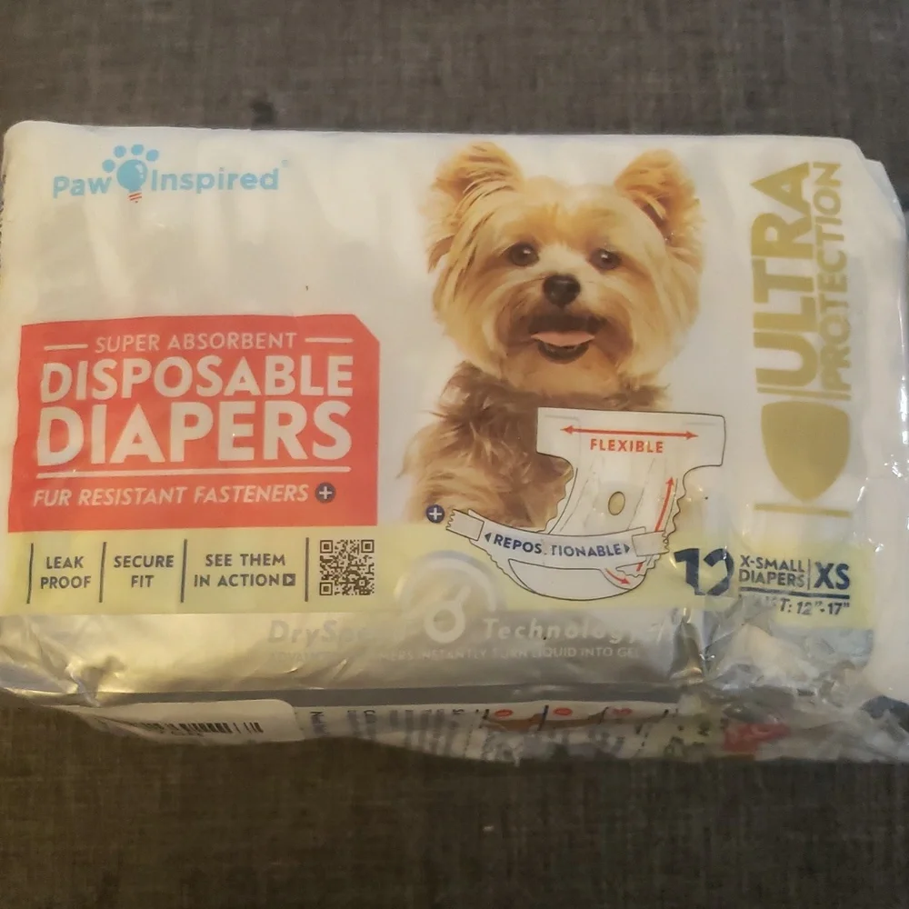 Paw Inspired 12 Pack Disposable Dog Diapers Size XS